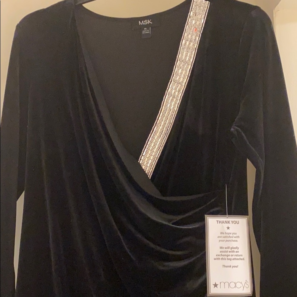 Velvet Surplice Dress - Picture 7 of 7